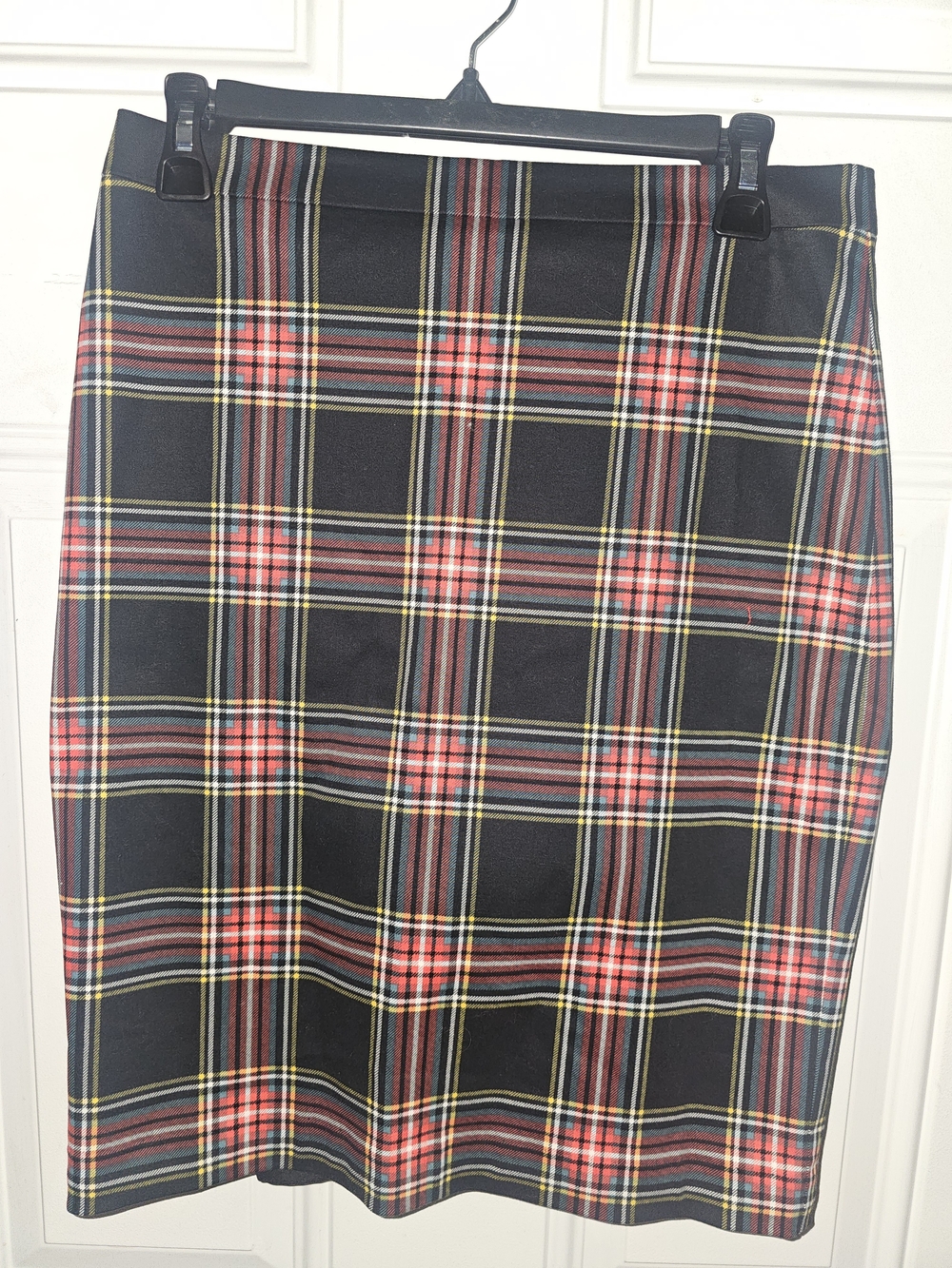 J. Crew Red and Black Plaid Pencil Skirt